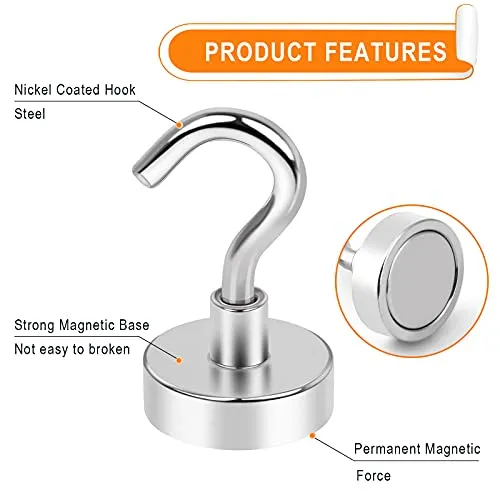 MIKEDE Magnetic Hooks, 25LB Heavy Duty Magnet Hooks for Cruise Cabins, Strong Magnets Neodymium with Hooks for Hanging, Refrigerator, Locker Decoration, Workplace -55Pack