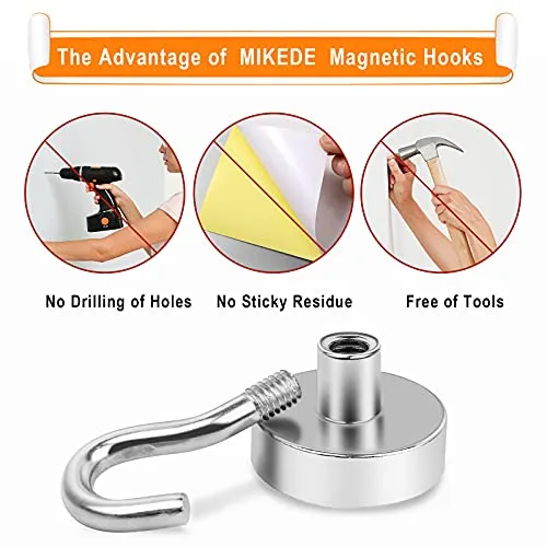 MIKEDE Magnetic Hooks, 25LB Heavy Duty Magnet Hooks for Cruise Cabins, Strong Magnets Neodymium with Hooks for Hanging, Refrigerator, Locker Decoration, Workplace -55Pack