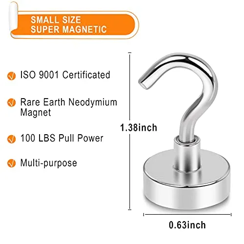 MIKEDE Magnetic Hooks, 25LB Heavy Duty Magnet Hooks for Cruise Cabins, Strong Magnets Neodymium with Hooks for Hanging, Refrigerator, Locker Decoration, Workplace -55Pack