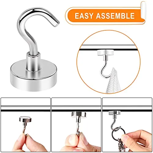 MIKEDE Magnetic Hooks, 25LB Heavy Duty Magnet Hooks for Cruise Cabins, Strong Magnets Neodymium with Hooks for Hanging, Refrigerator, Locker Decoration, Workplace -55Pack