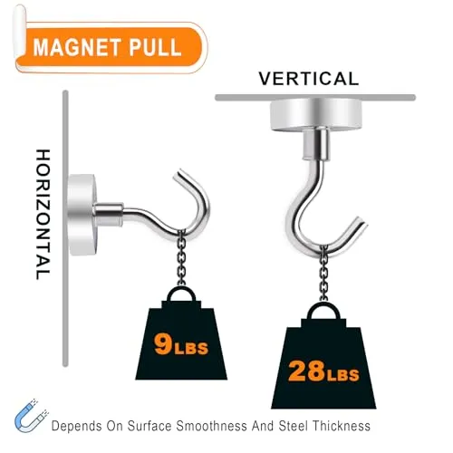 MIKEDE Magnetic Hooks, 25LB Heavy Duty Magnet Hooks for Cruise Cabins, Strong Magnets Neodymium with Hooks for Hanging, Refrigerator, Locker Decoration, Workplace -55Pack