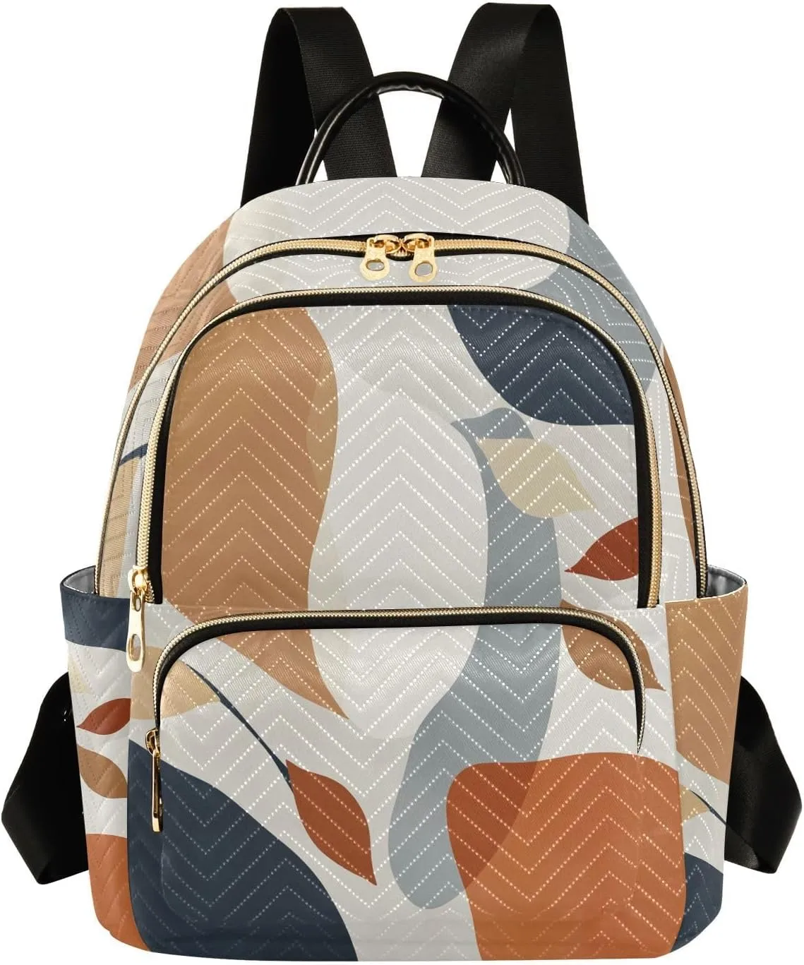 Mini Backpack for Women Mid Century Bohemian Leaves Modern Art Small Purse Daypacks Stylish Bags Lightweight Travel Backpacks for College Shopping Work Dating