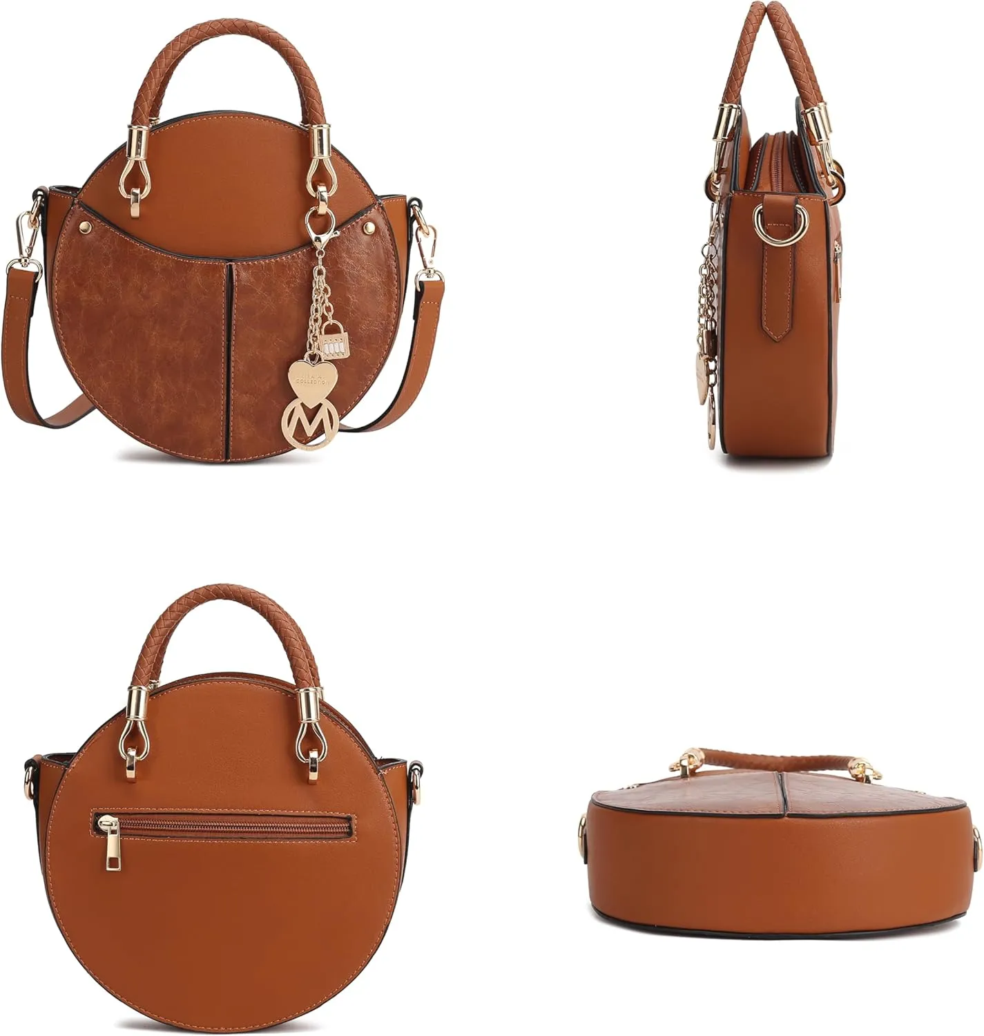 MKF Collection Stylish Round Crossbody Bag for Women  PU Leather Wristlet Handbag, Fashion Circle Messenger Purse by Mia K