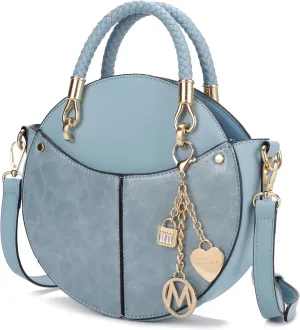MKF Collection Stylish Round Crossbody Bag for Women  PU Leather Wristlet Handbag, Fashion Circle Messenger Purse by Mia K
