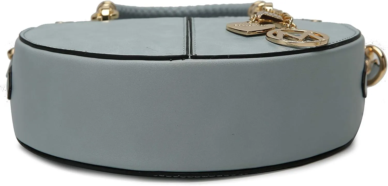MKF Collection Stylish Round Crossbody Bag for Women  PU Leather Wristlet Handbag, Fashion Circle Messenger Purse by Mia K