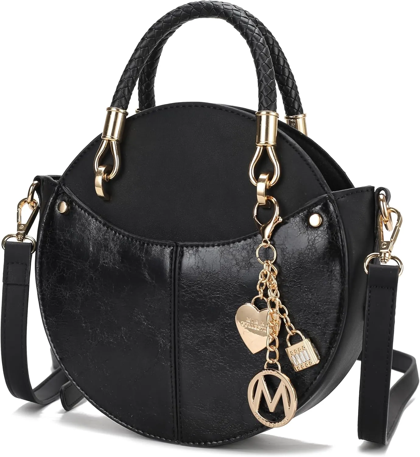 MKF Collection Stylish Round Crossbody Bag for Women  PU Leather Wristlet Handbag, Fashion Circle Messenger Purse by Mia K