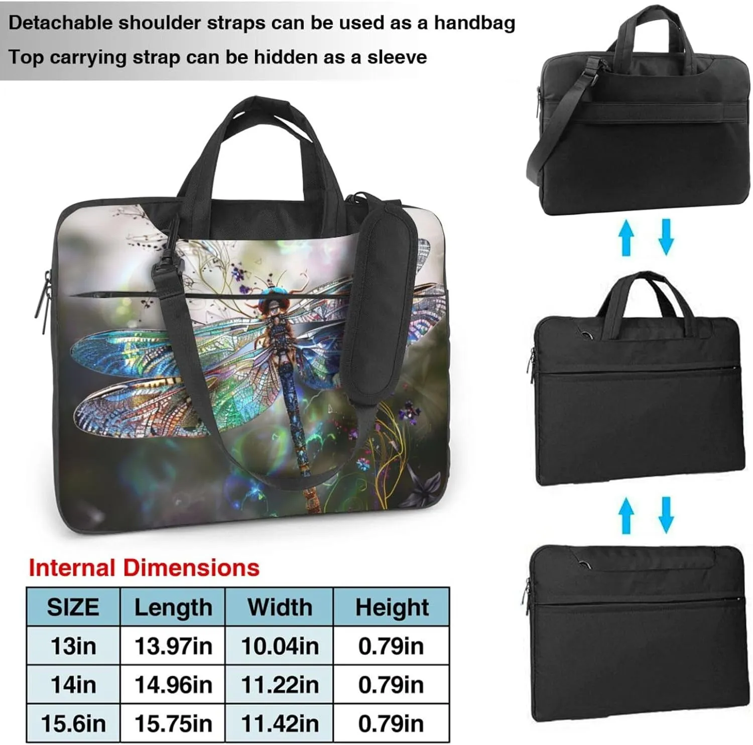 Modern Dragonfly Print Laptop Tote Bag Laptop Tote Bag Travel Bag Business Computer Bag Work Bag for Men Women