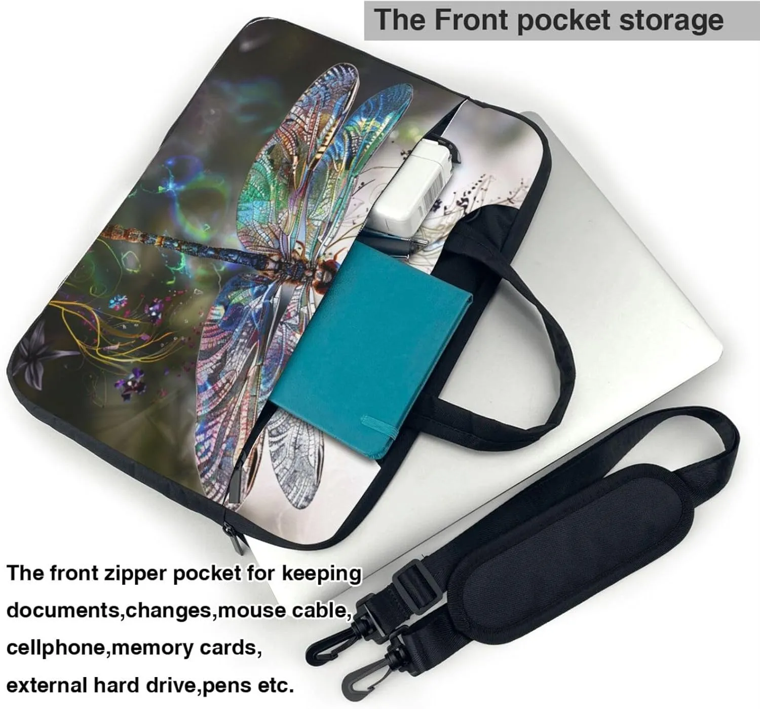 Modern Dragonfly Print Laptop Tote Bag Laptop Tote Bag Travel Bag Business Computer Bag Work Bag for Men Women