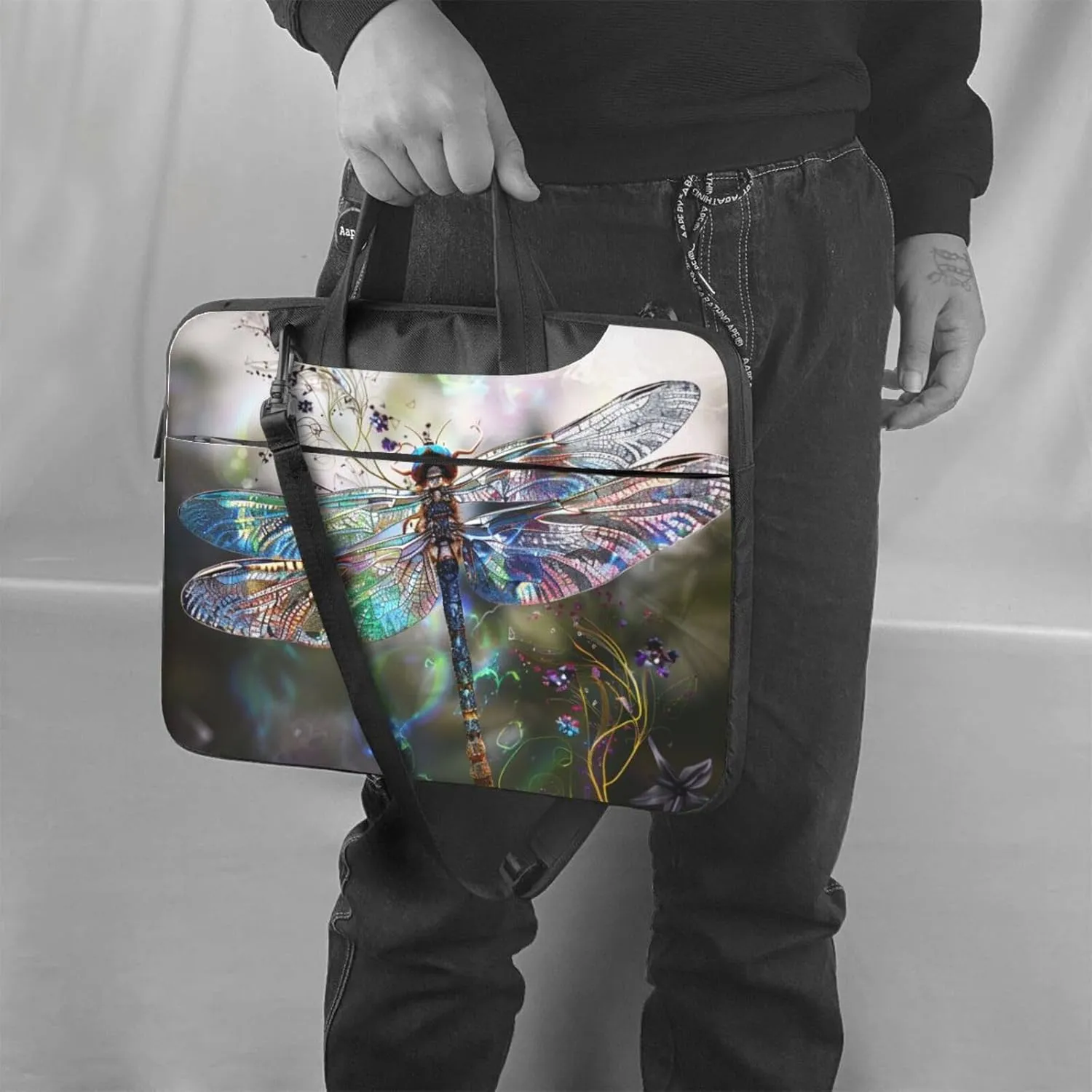 Modern Dragonfly Print Laptop Tote Bag Laptop Tote Bag Travel Bag Business Computer Bag Work Bag for Men Women