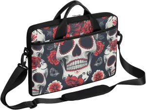 Modern Halloween Skull Style Laptop Shoulder Bag Tablet Computer Notebook Sleeve Messenger Bags Carrying Case with Strap Briefcase Tote for 14 15 in Laptops