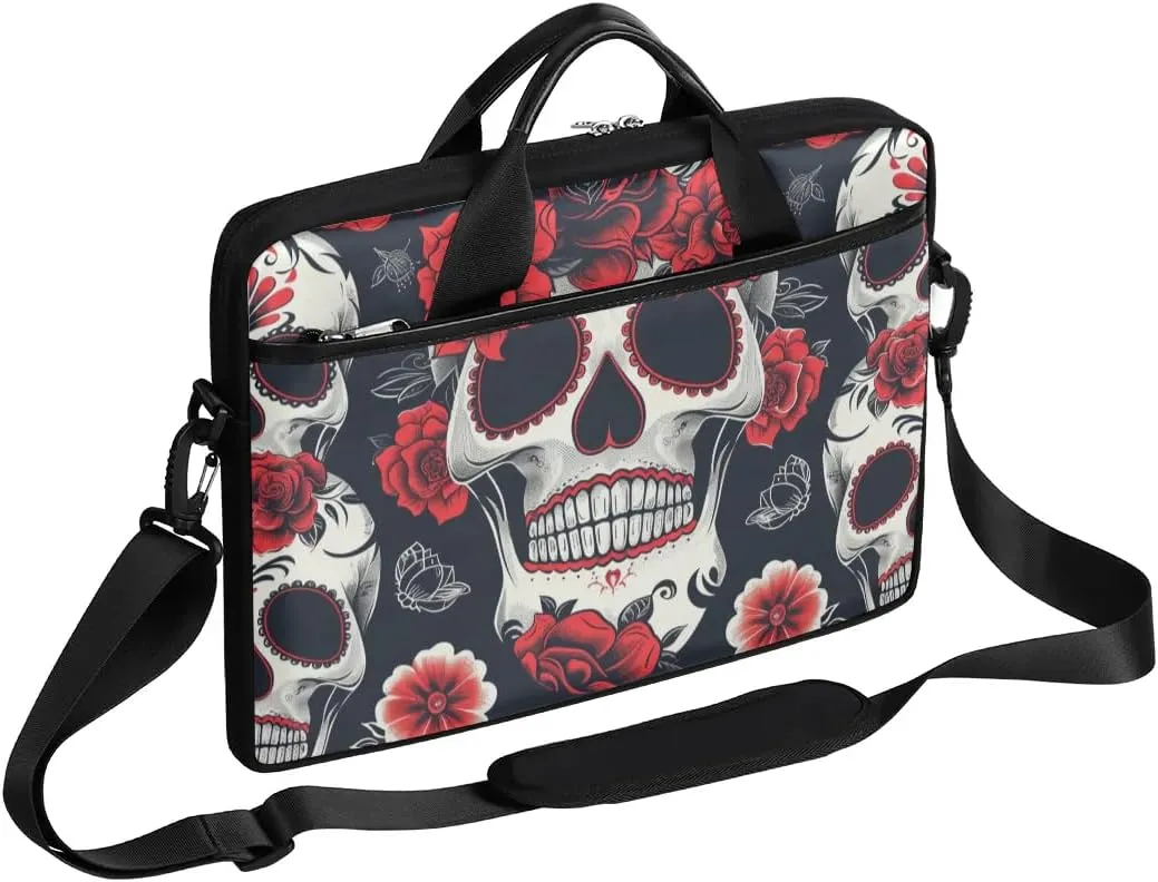Modern Halloween Skull Style Laptop Shoulder Bag Tablet Computer Notebook Sleeve Messenger Bags Carrying Case with Strap Briefcase Tote for 14 15 in Laptops