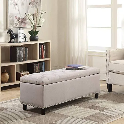 MODERN HOME Ottoman Pouffes with Storage Natural Color Standard Size