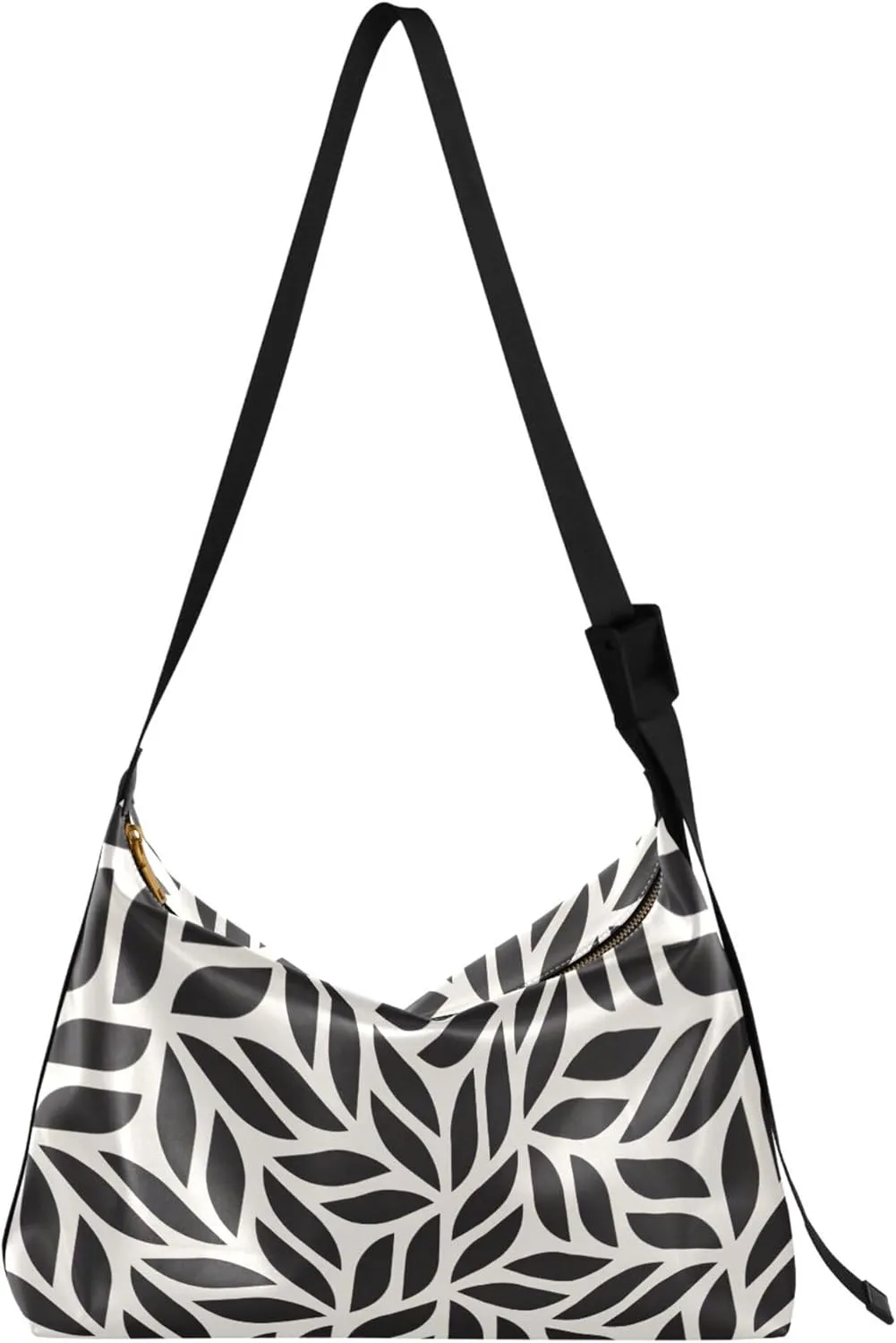 Modern Leaf Abstract Soft PU Leather Hobo Bags Large Men Leather Purse Graphic Leaf Print Women Hobo Handbags