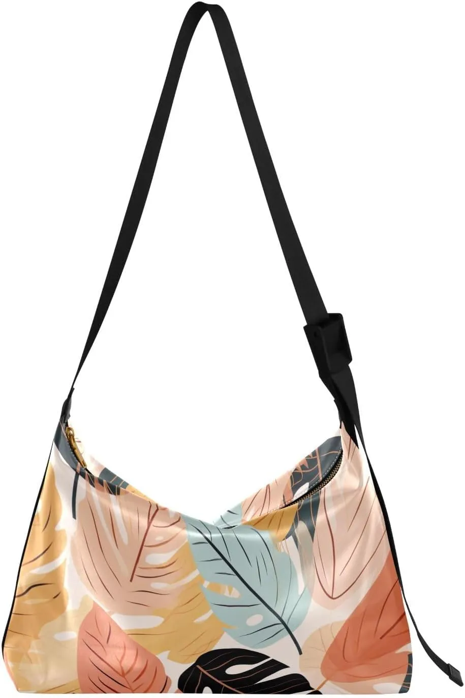 Modern Tropical Leaves Tote Bag for Women Large Hobo Bags Hobo Crossbody Handbag Hobo Wallets with Adjustable Strap for Men