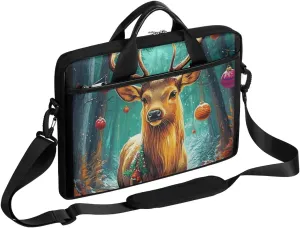 Modern Xmas Reindeer Style Laptop Shoulder Bag Tablet Computer Notebook Sleeve Messenger Bags Carrying Case with Strap Briefcase Tote for 14 15 in Laptops