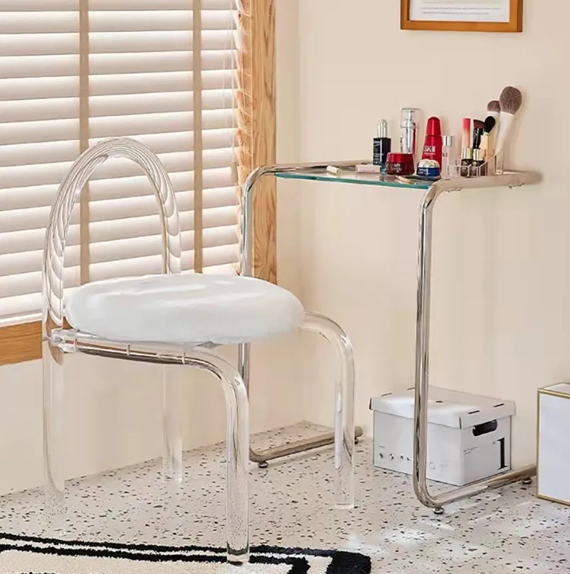 Multi-Functional Transparent Acrylic Shoe Changing Stool
