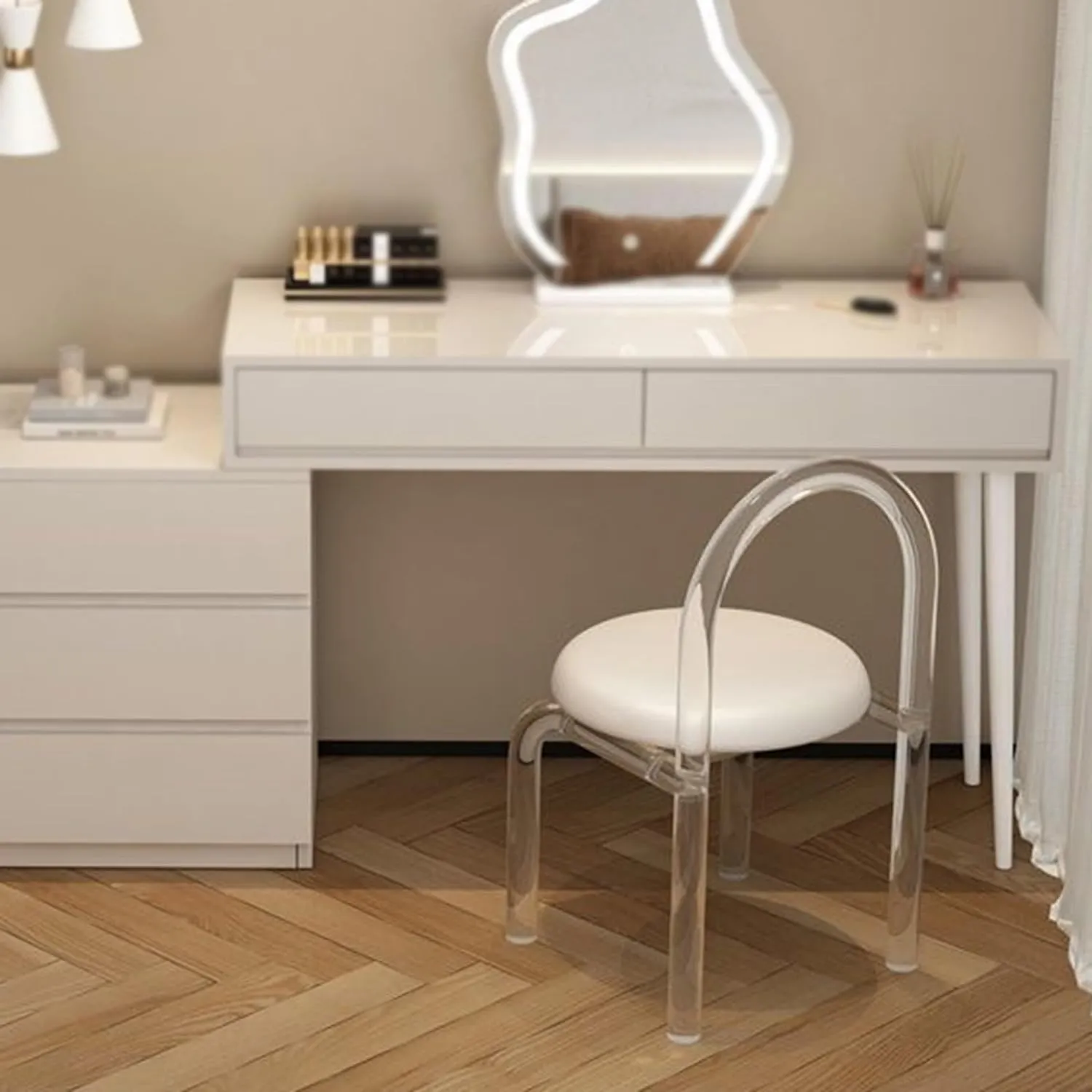 Multi-Functional Transparent Acrylic Shoe Changing Stool