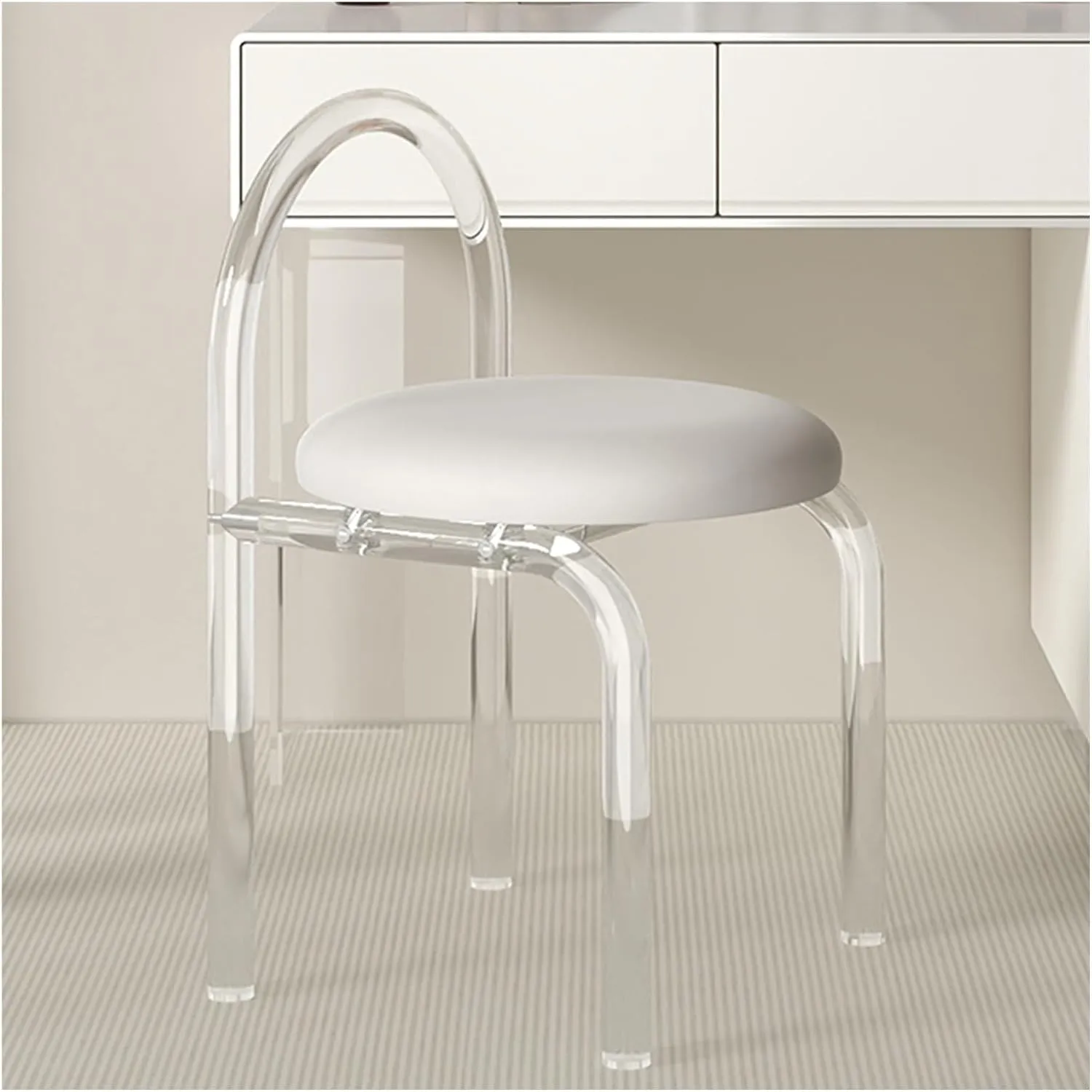 Multi-Functional Transparent Acrylic Shoe Changing Stool