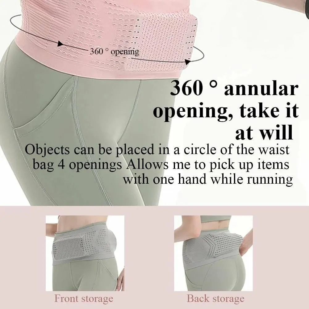 Multifunctional Knit Breathable Concealed Waist Bag,Large Capacity Adjustable Running Belt,Versatile Waist Pack for Outdoor Running and Cycling Adventures (Pink, Medium)