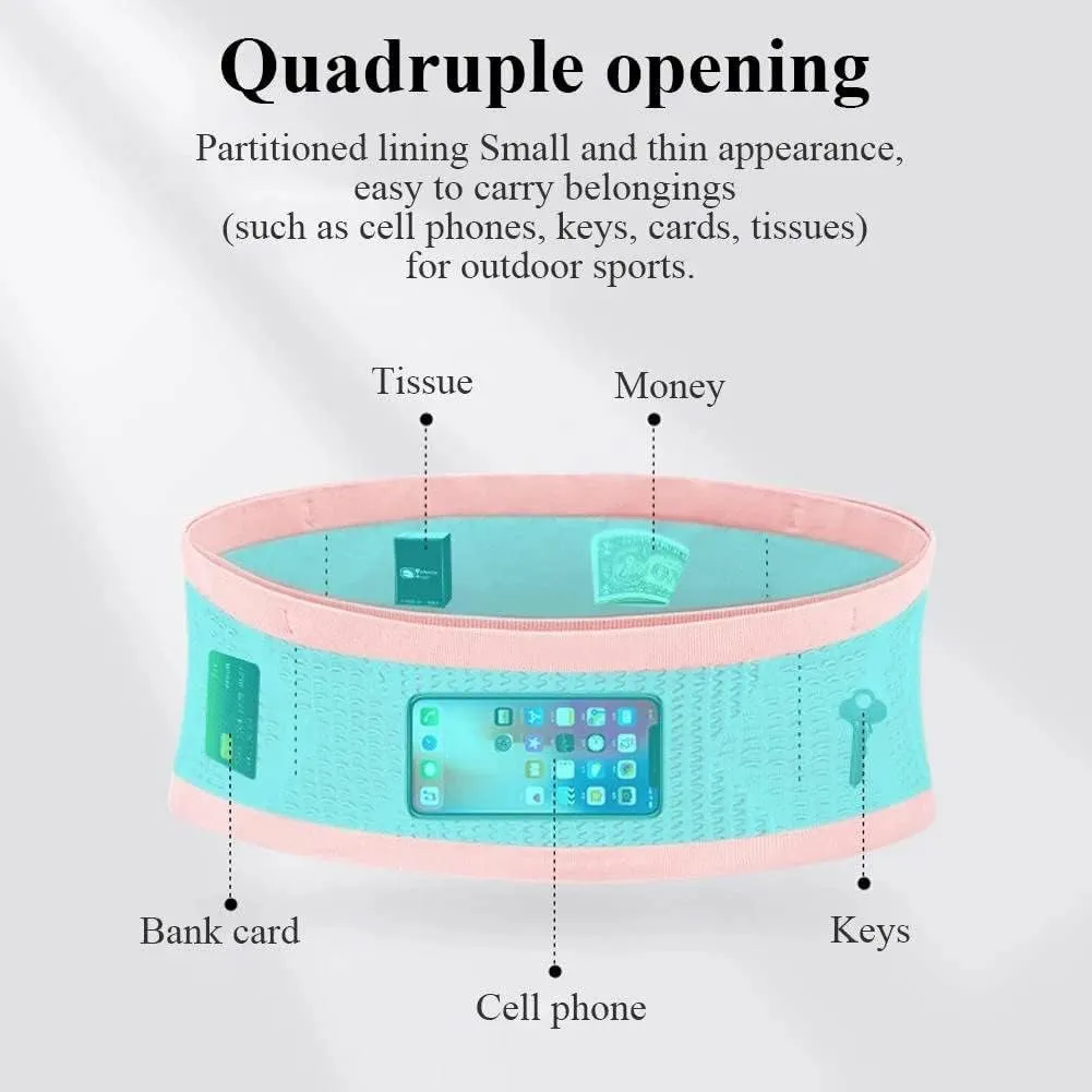 Multifunctional Knit Breathable Concealed Waist Bag,Large Capacity Adjustable Running Belt,Versatile Waist Pack for Outdoor Running and Cycling Adventures (Pink, Medium)