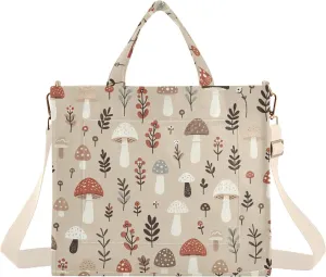 Mushrums and Leaf Corduroy Tote Bag for Women Hobo Crossbody Bag Purse Stylish Shoulder Handbag Messenger Bags, S