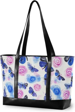 Mystery Butterflies Purple modern work tote bag for women with zipper for work with Personalized maletines para mujer