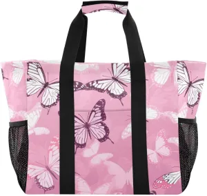 Nander Beautiful Butterflies Foldable Tote Bag Waterproof Sandproof Women Beach Bag Handbag Gym Bag Travel Shopping Bag