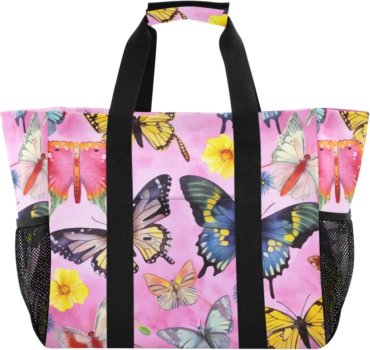 Nander Beautiful Butterfly Foldable Tote Bag Waterproof Sandproof Women Beach Bag Handbag Gym Bag Travel Shopping Bag