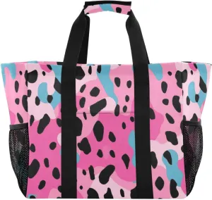 Nander Beautiful Leopard Print Foldable Tote Bag Waterproof Sandproof Women Beach Bag Handbag Gym Bag