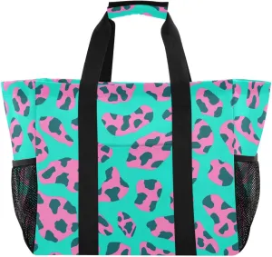 Nander Beautiful Leopard Print Texture Foldable Tote Bag Waterproof Sandproof Women Beach Bag Handbag Gym Bag