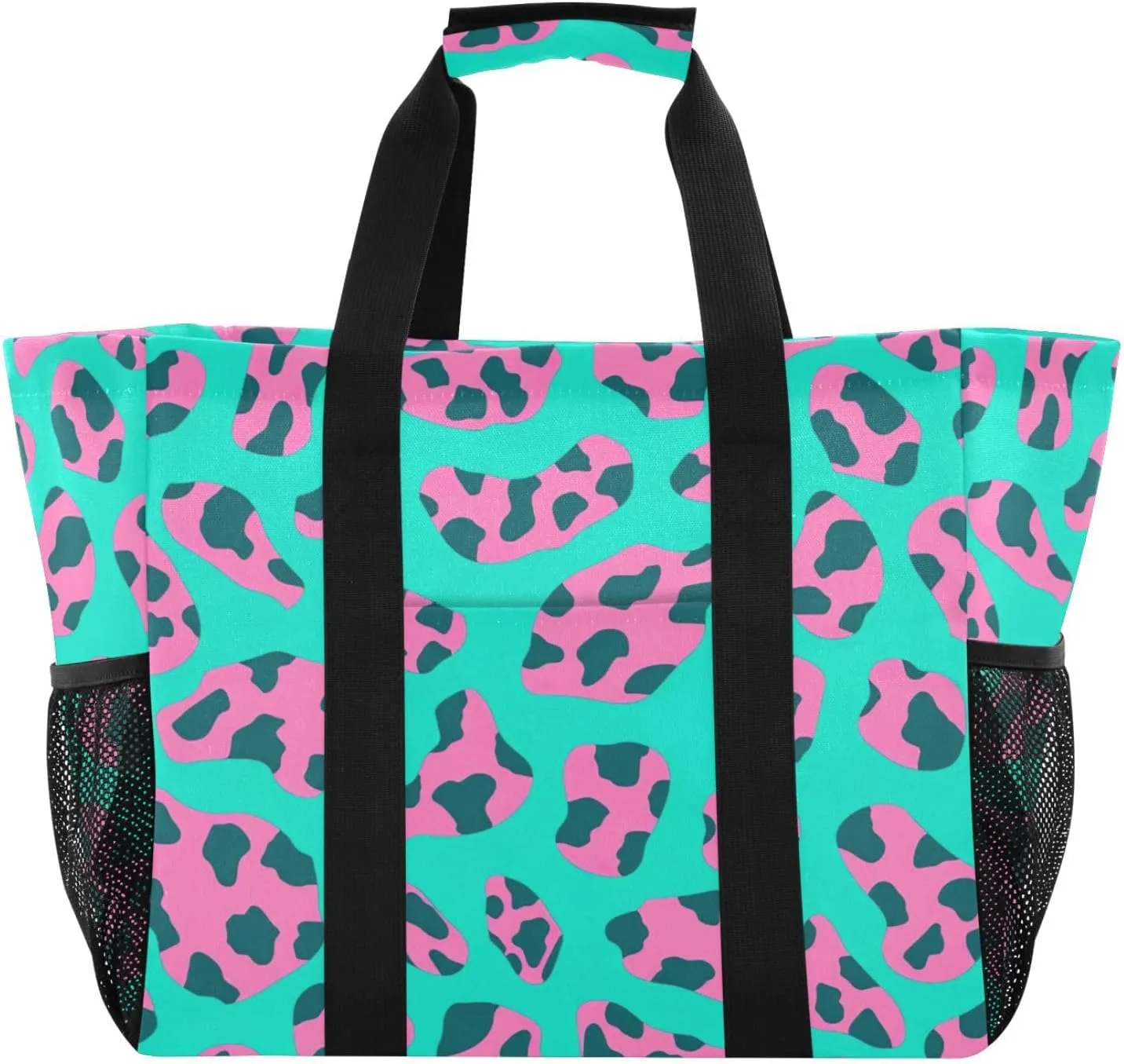 Nander Beautiful Leopard Print Texture Foldable Tote Bag Waterproof Sandproof Women Beach Bag Handbag Gym Bag