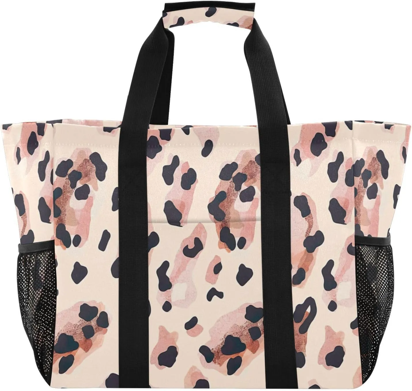 Nander Beautiful Leopard Print Texture Foldable Tote Bag Waterproof Sandproof Women Beach Bag Handbag Gym Bag