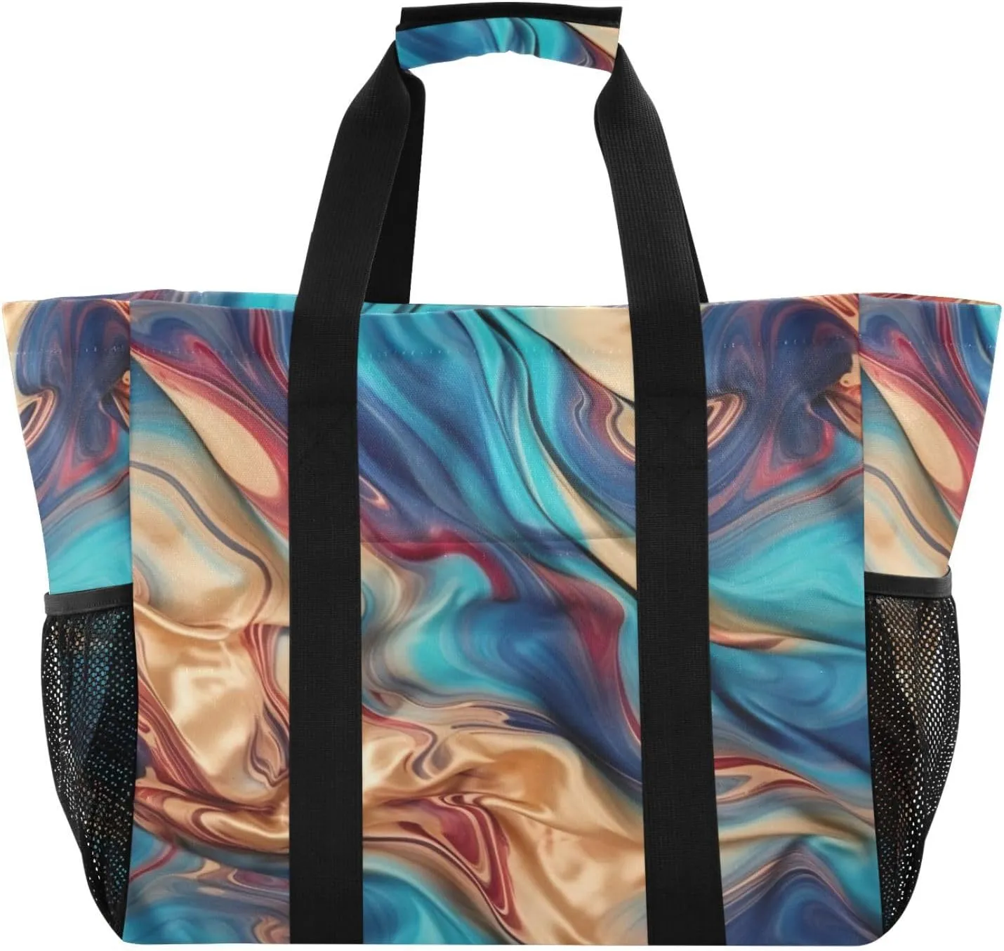Nander Beautiful Paint Texture Foldable Tote Bag Waterproof Sandproof Women Beach Bag Handbag Gym Bag Travel Shopping Bag