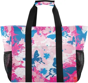 Nander Blue Butterfly Foldable Tote Bag Waterproof Sandproof Women Beach Bag Handbag Gym Bag Travel Shopping Bag