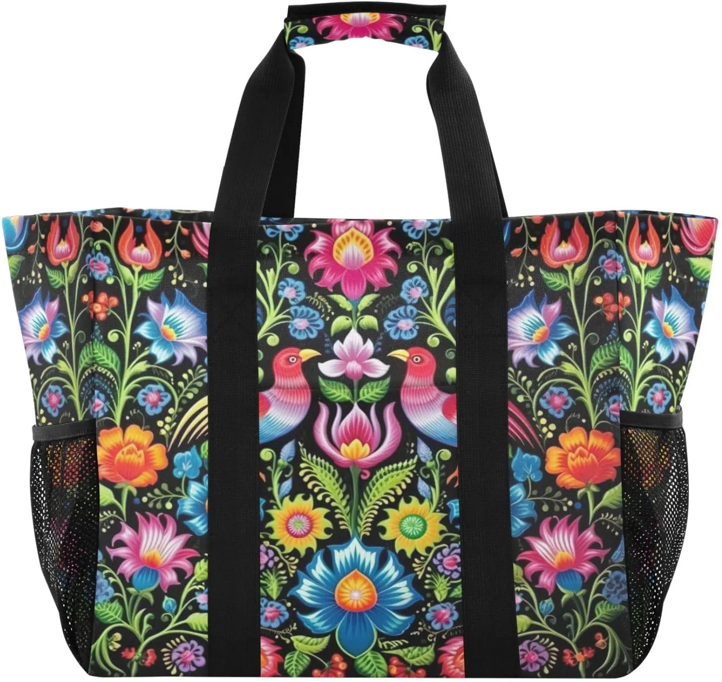 Nander Brightly Colored Rooster Foldable Tote Bag Waterproof Sandproof Women Beach Bag Handbag Gym Bag Travel Shopping Bag