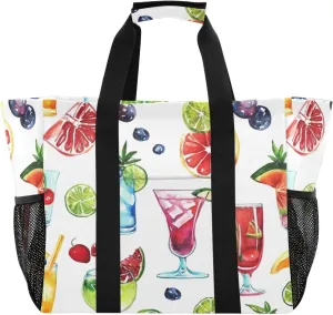 Nander Colorful Cocktail Foldable Tote Bag Waterproof Sandproof Women Beach Bag Handbag Gym Bag Travel Shopping Bag