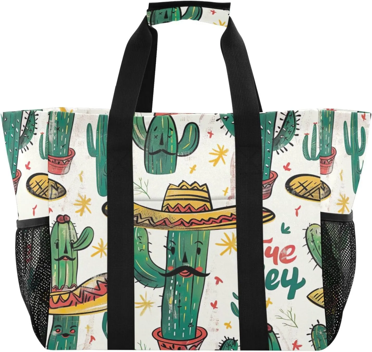 Nander Cute Cactus Foldable Tote Bag Waterproof Sandproof Women Beach Bag Handbag Gym Bag Travel Shopping Bag