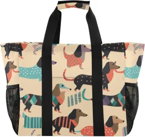 Nander Cute Dog Foldable Tote Bag Waterproof Sandproof Women Beach Bag Handbag Gym Bag
