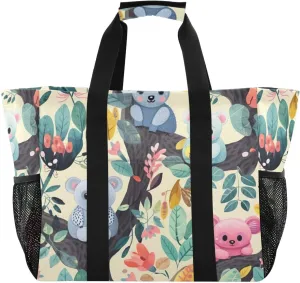 Nander Cute Koala Foldable Tote Bag Waterproof Sandproof Women Beach Bag Handbag Gym Bag Travel Shopping Bag