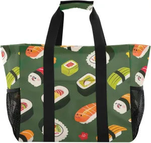 Nander Cute Little Sushi Foldable Tote Bag Waterproof Sandproof Women Beach Bag Handbag Gym Bag Travel Shopping Bag