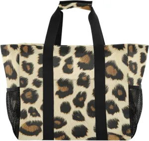 Nander Leopard Skin Print Foldable Tote Bag Waterproof Sandproof Women Beach Bag Handbag Gym Bag Travel Shopping Bag
