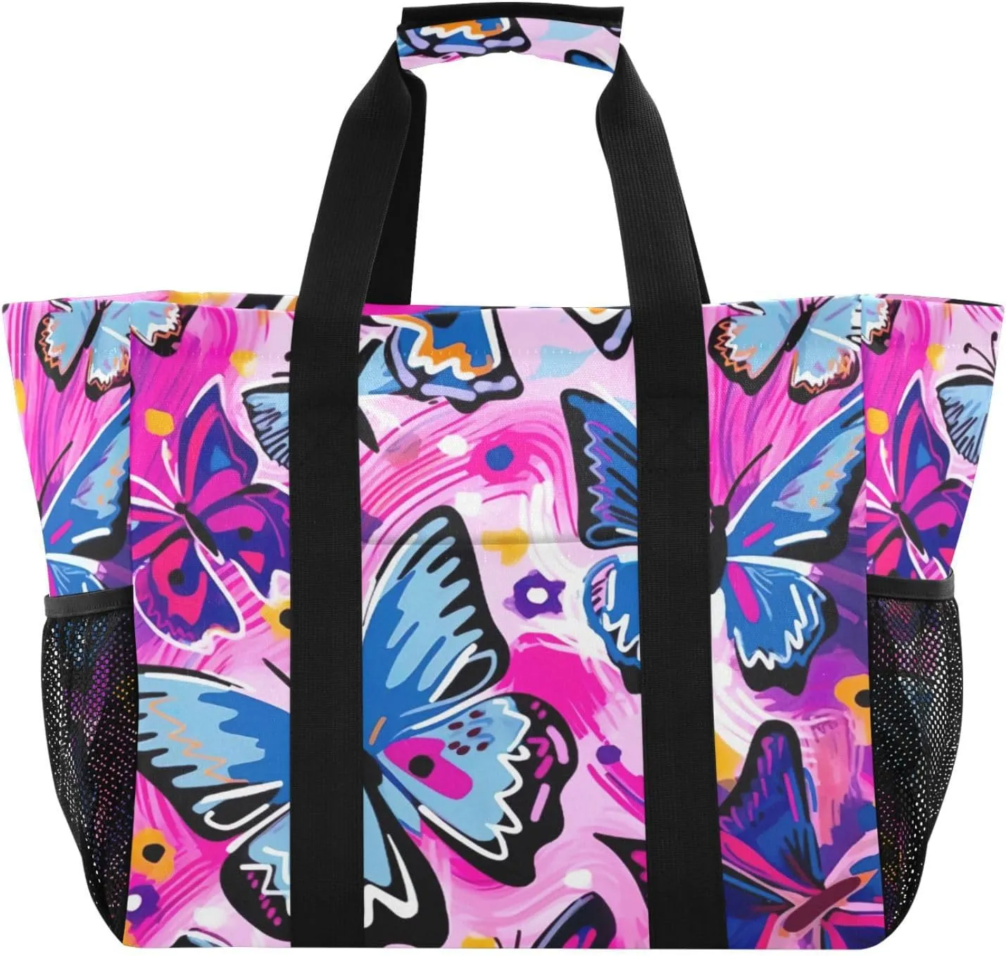 Nander Lifelike Butterfly Foldable Tote Bag Waterproof Sandproof Women Beach Bag Handbag Gym Bag Travel Shopping Bag