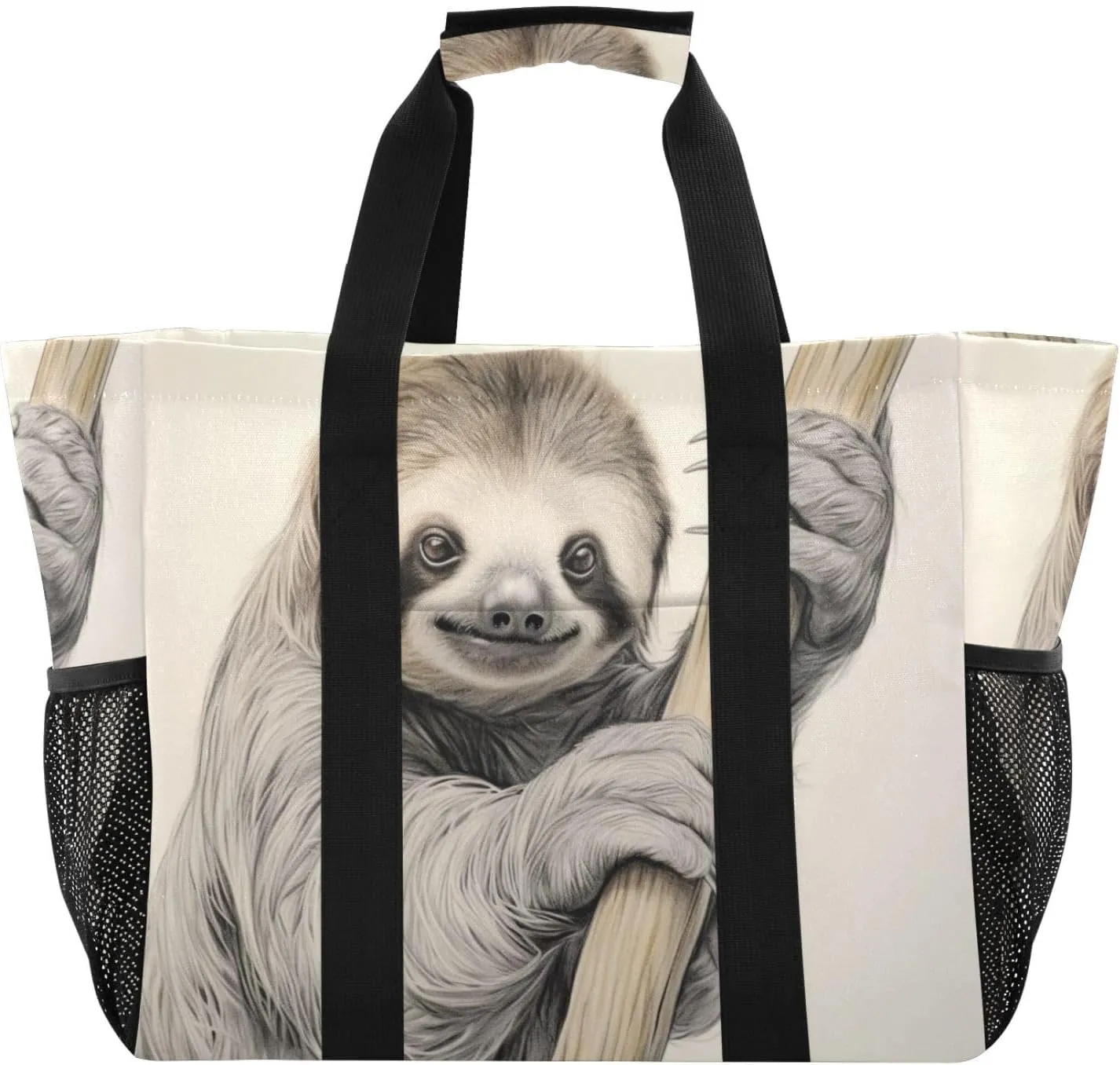 Nander Sloth on The Branch Foldable Tote Bag Waterproof Sandproof Women Beach Bag Handbag Gym Bag
