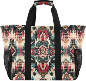 Nander Tribal Aztec Print Foldable Tote Bag Waterproof Sandproof Women Beach Bag Handbag Gym Bag Travel Shopping Bag