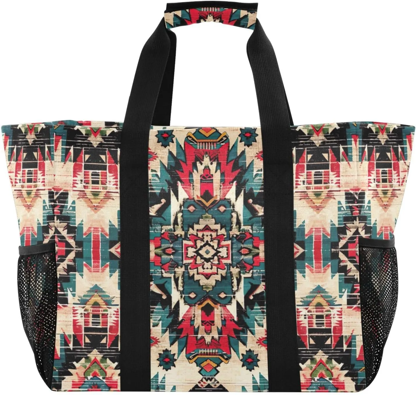 Nander Tribal Aztec Print Foldable Tote Bag Waterproof Sandproof Women Beach Bag Handbag Gym Bag Travel Shopping Bag