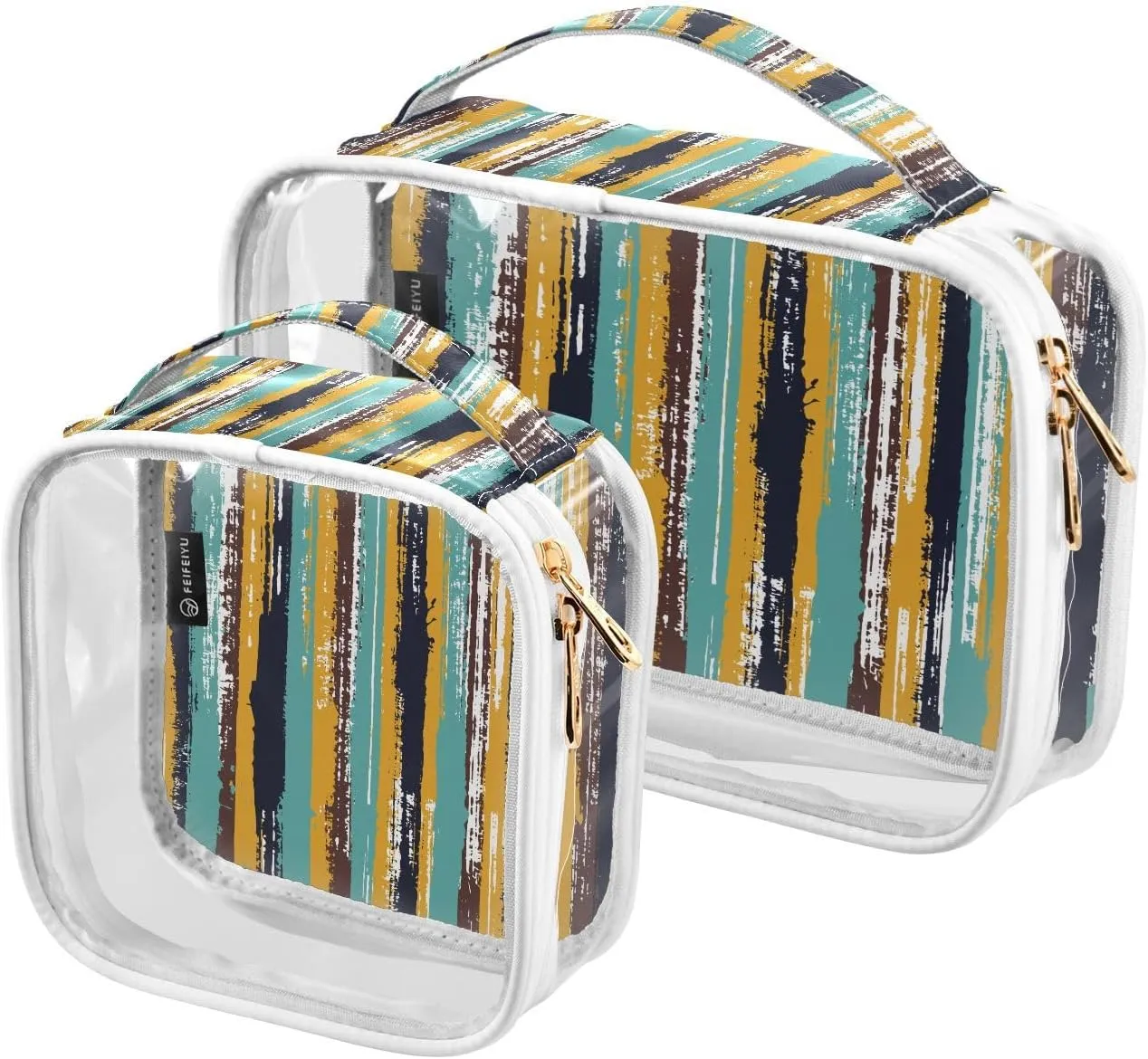 Old Style 2 Pieces Clear Makeup Cosmetic Bags for Traveling Vacation Organizing, Toiletry Bags for Women Men, PVC Waterproof Travel Organizer
