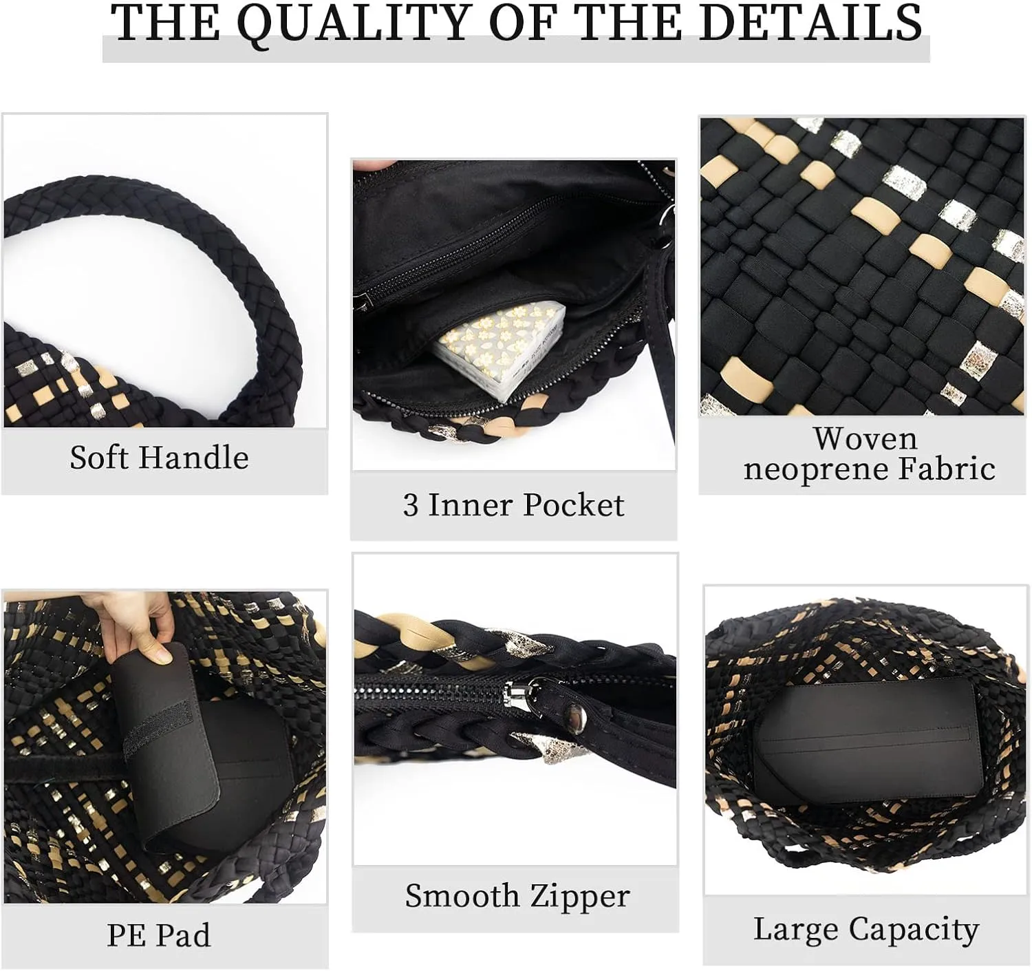 ORAD Women Tote Bag Large Neoprene Tote Bag Fashion Woven Bag Neoprene Tote Handbag Roomy Shoulder Bags for Beach, Gym, Trave