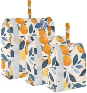Orange Blue Leaves Packing Cubes for Travel 3 Set Compression Travel Bags Luggage Organizer Bags for Carry On
