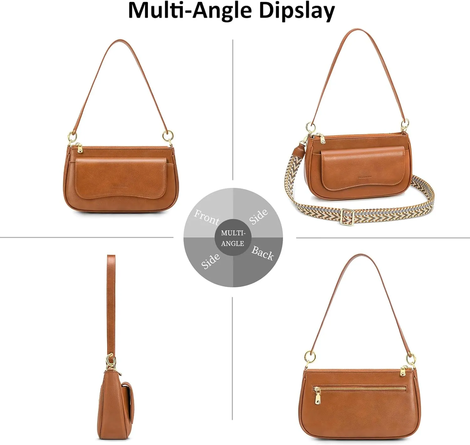 Peacocktion Shoulder Bag for Women Trendy Small Vegan Leather Crossbody Purses Handbags