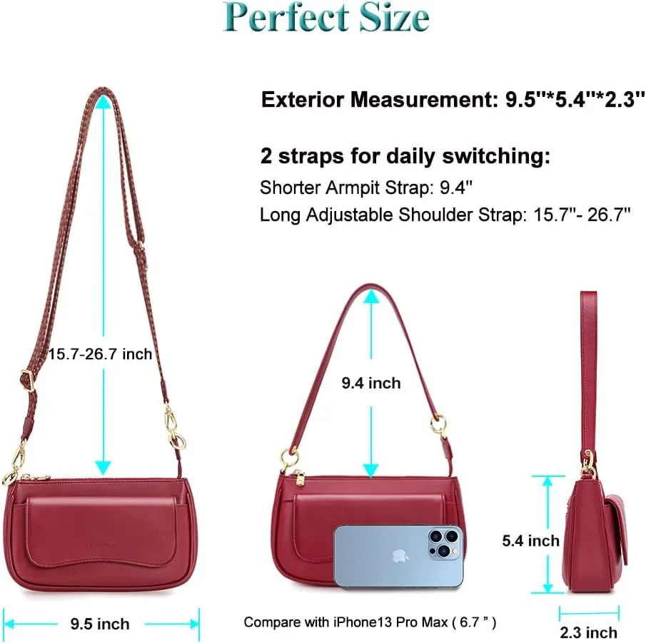 Peacocktion Shoulder Bag for Women Trendy Small Vegan Leather Crossbody Purses Handbags